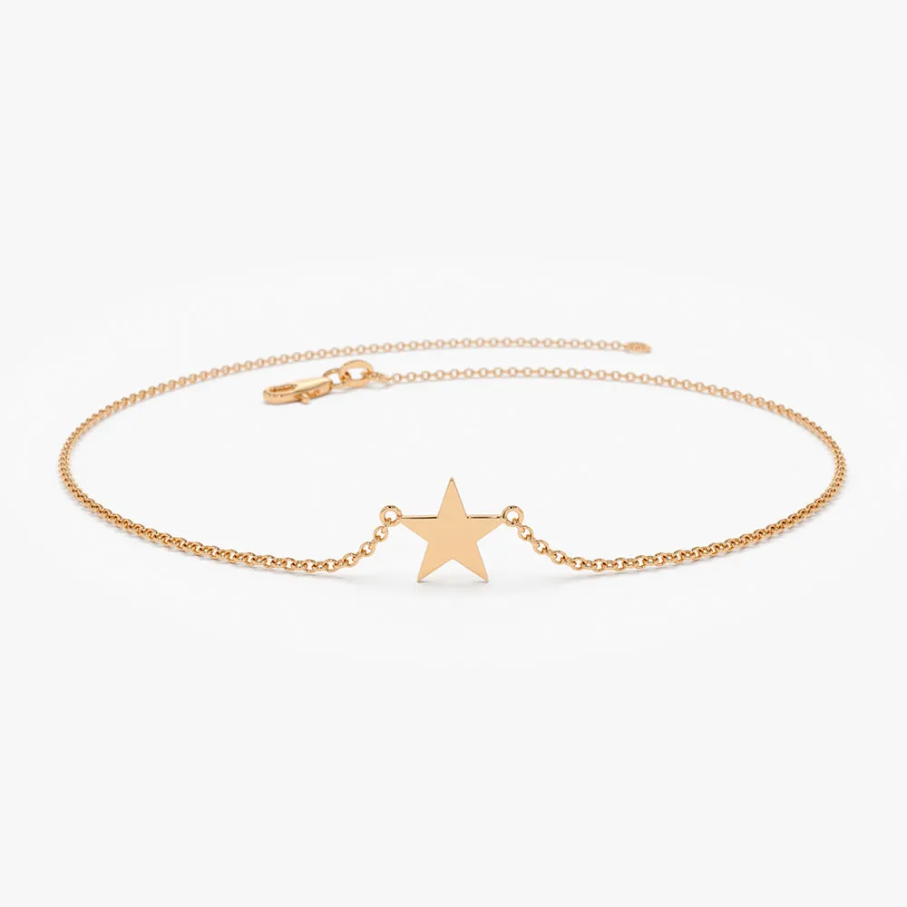 14K Gold Lucky Star Charm Bracelet