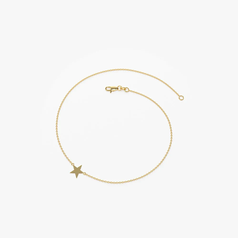 14K Gold Lucky Star Charm Bracelet