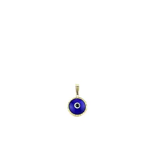 14K Yellow Gold Evil Eye Pendant - Indigo Blue