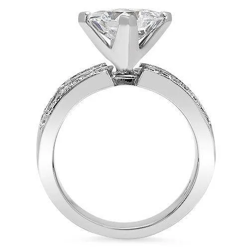 1.5 High Quality Princess Cubic Zirconia Engagement Ring Kite Set 14k White Gold