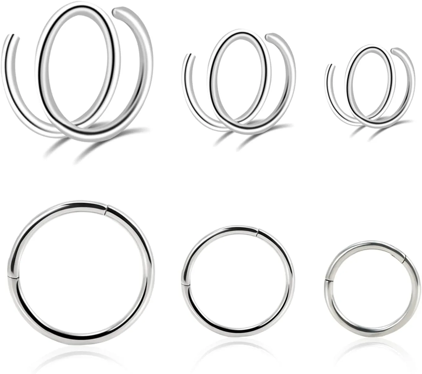 16G/18G/20G Implant Grade Titanium Nose Ring CZ Daith Jewelry Cartilage Earrings Hoops 6-12mm, ASTM F136 Titanium Helix Rook Tragus Lip Septum Rings Hypoallergenic Piercing Jewelry for Women Men