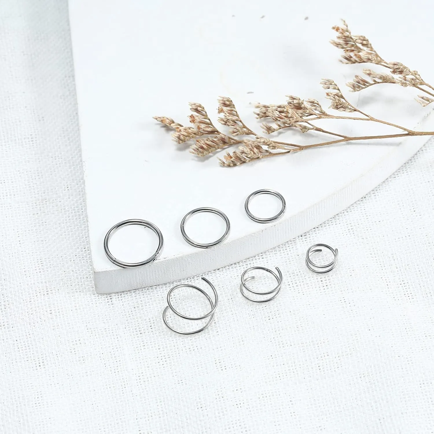 16G/18G/20G Implant Grade Titanium Nose Ring CZ Daith Jewelry Cartilage Earrings Hoops 6-12mm, ASTM F136 Titanium Helix Rook Tragus Lip Septum Rings Hypoallergenic Piercing Jewelry for Women Men