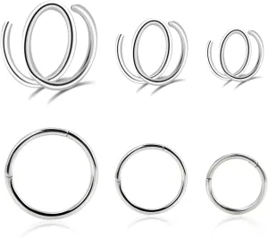 16G/18G/20G Implant Grade Titanium Nose Ring CZ Daith Jewelry Cartilage Earrings Hoops 6-12mm, ASTM F136 Titanium Helix Rook Tragus Lip Septum Rings Hypoallergenic Piercing Jewelry for Women Men