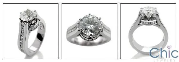 1.75 Ct Round Cubic Zirconia Center Channel Set Sides Engagement Ring 14k White Gold