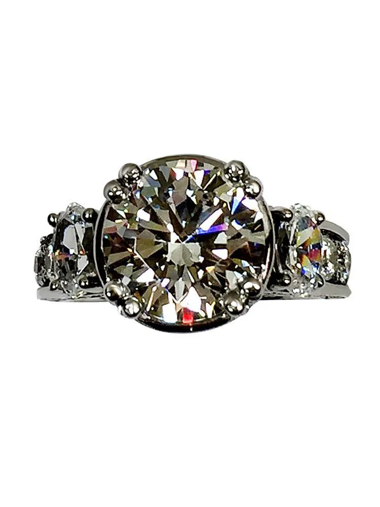 4 Carat Brilliant Cut Round CZ Engagement ring 14K White Gold