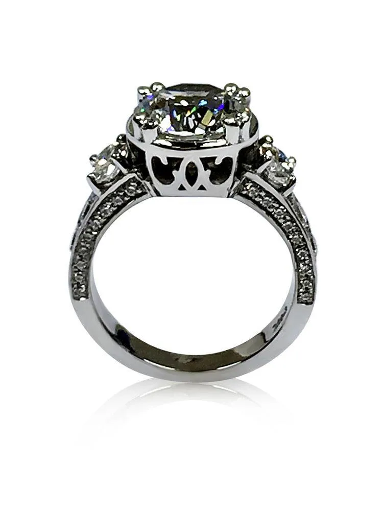 4 Carat Brilliant Cut Round CZ Engagement ring 14K White Gold
