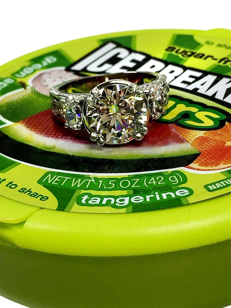 4 Carat Brilliant Cut Round CZ Engagement ring 14K White Gold