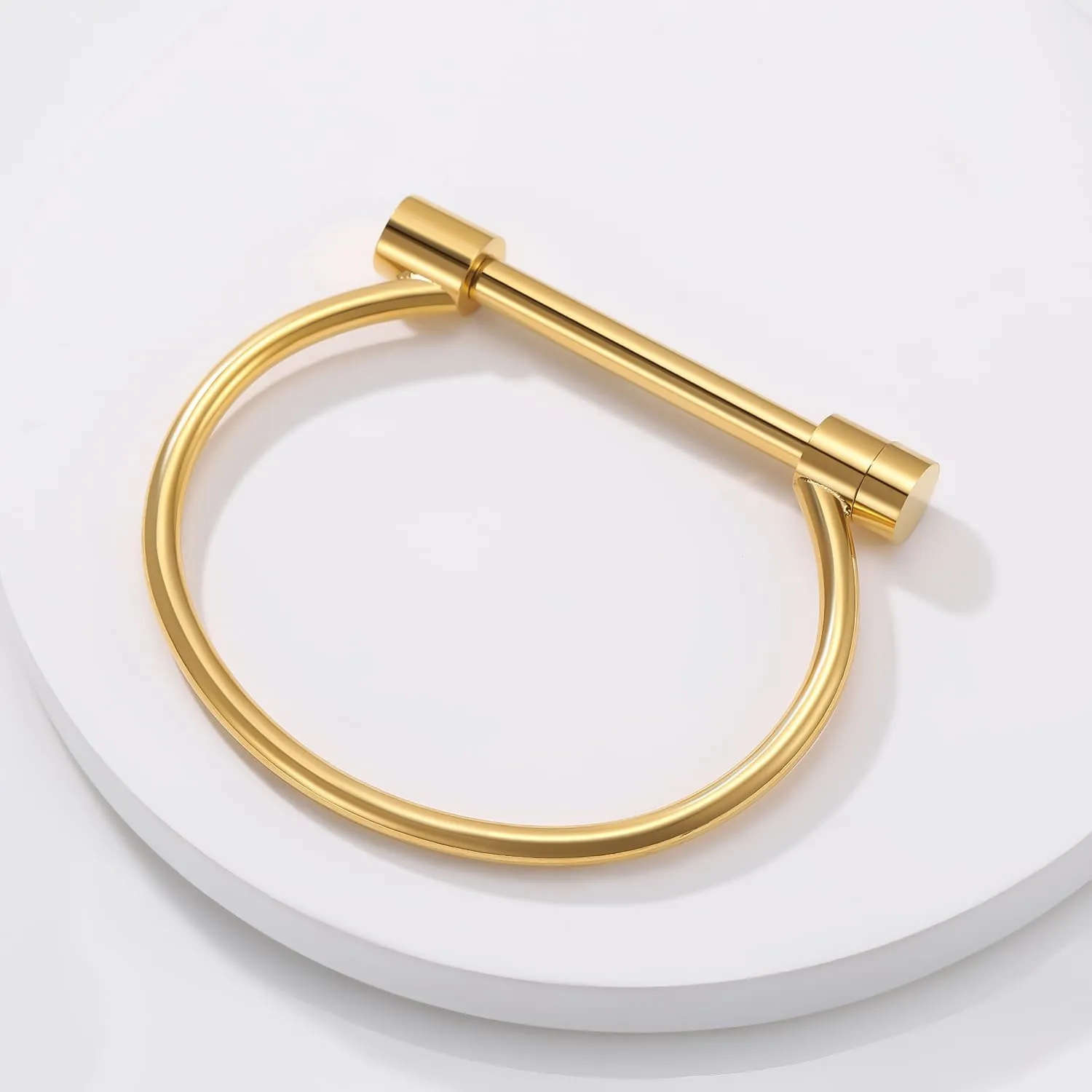 AILUOR Stainless Steel D Shape Bar Screw Shackle Horseshoe Novelty Fashion Bangle Bracelet Jewelry Unisex