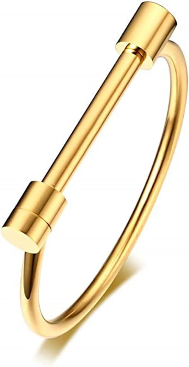 AILUOR Stainless Steel D Shape Bar Screw Shackle Horseshoe Novelty Fashion Bangle Bracelet Jewelry Unisex