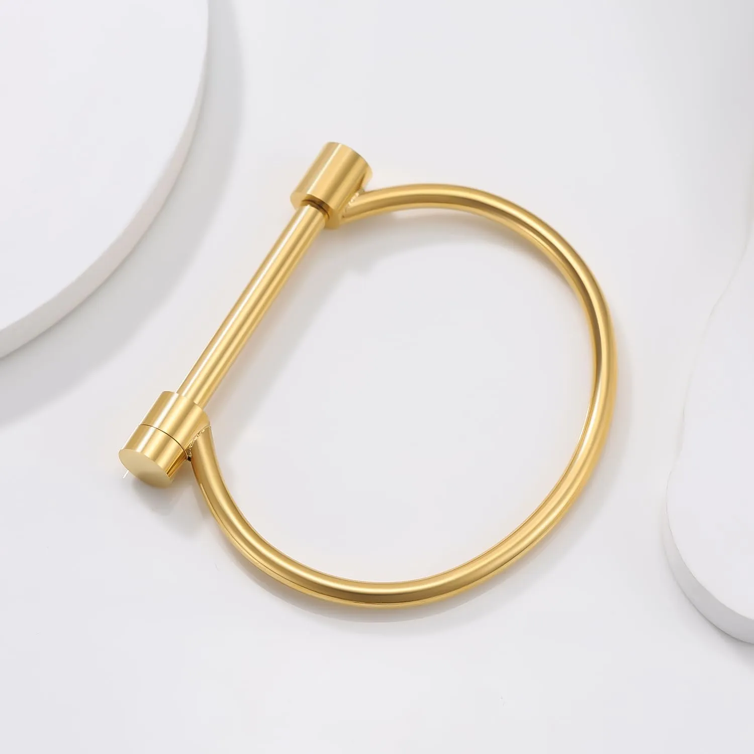 AILUOR Stainless Steel D Shape Bar Screw Shackle Horseshoe Novelty Fashion Bangle Bracelet Jewelry Unisex