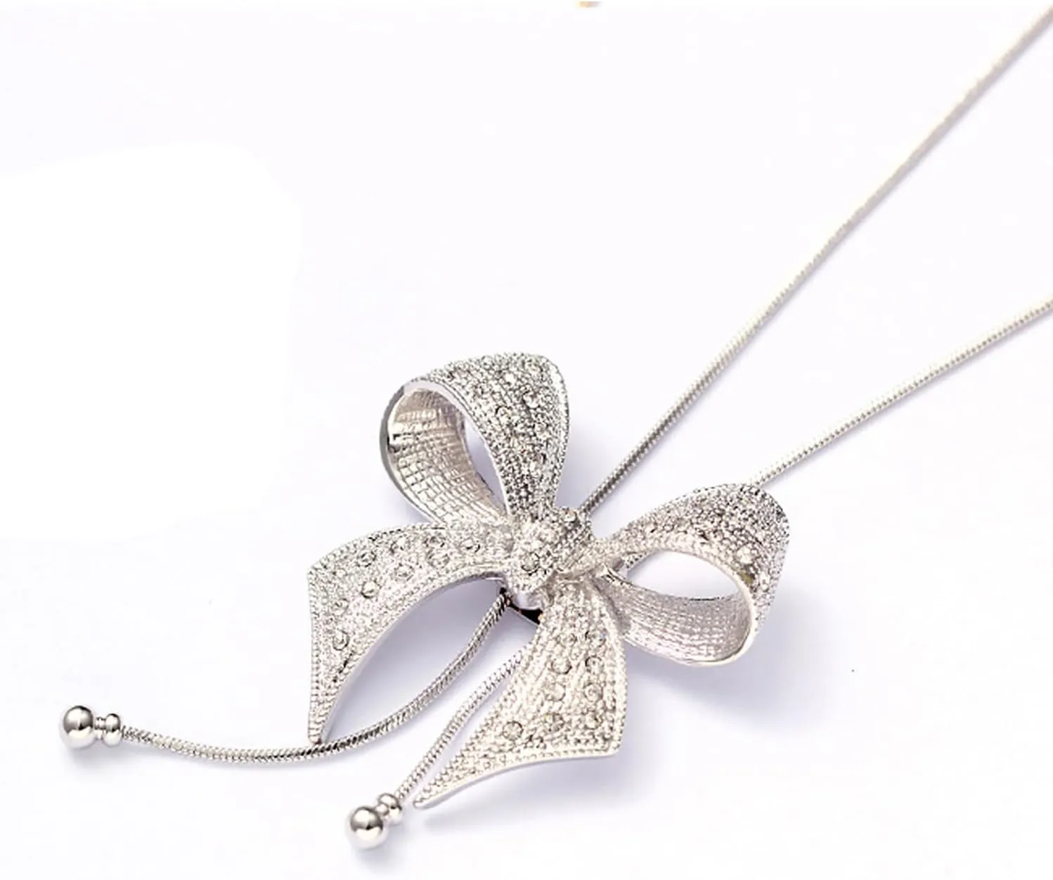 Big Bow Tie Ribbon Pendant Necklace Fashion Jewelry N152,Bow Can Sit High or Low