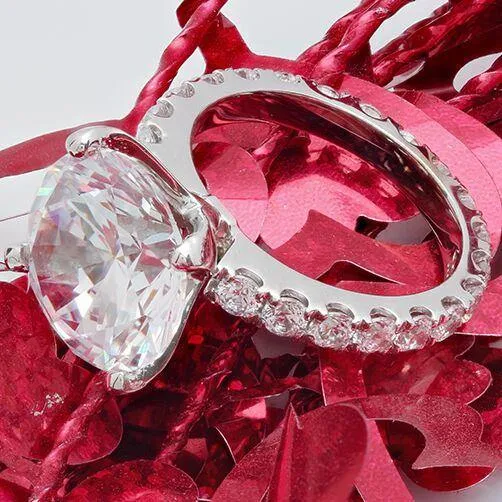 Blac Chyna's 7 Carat Round Cubic Zirconia Engagement ring in solid 14K White gold Eternity shank