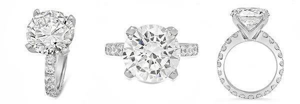 Blac Chyna's 7 Carat Round Cubic Zirconia Engagement ring in solid 14K White gold Eternity shank