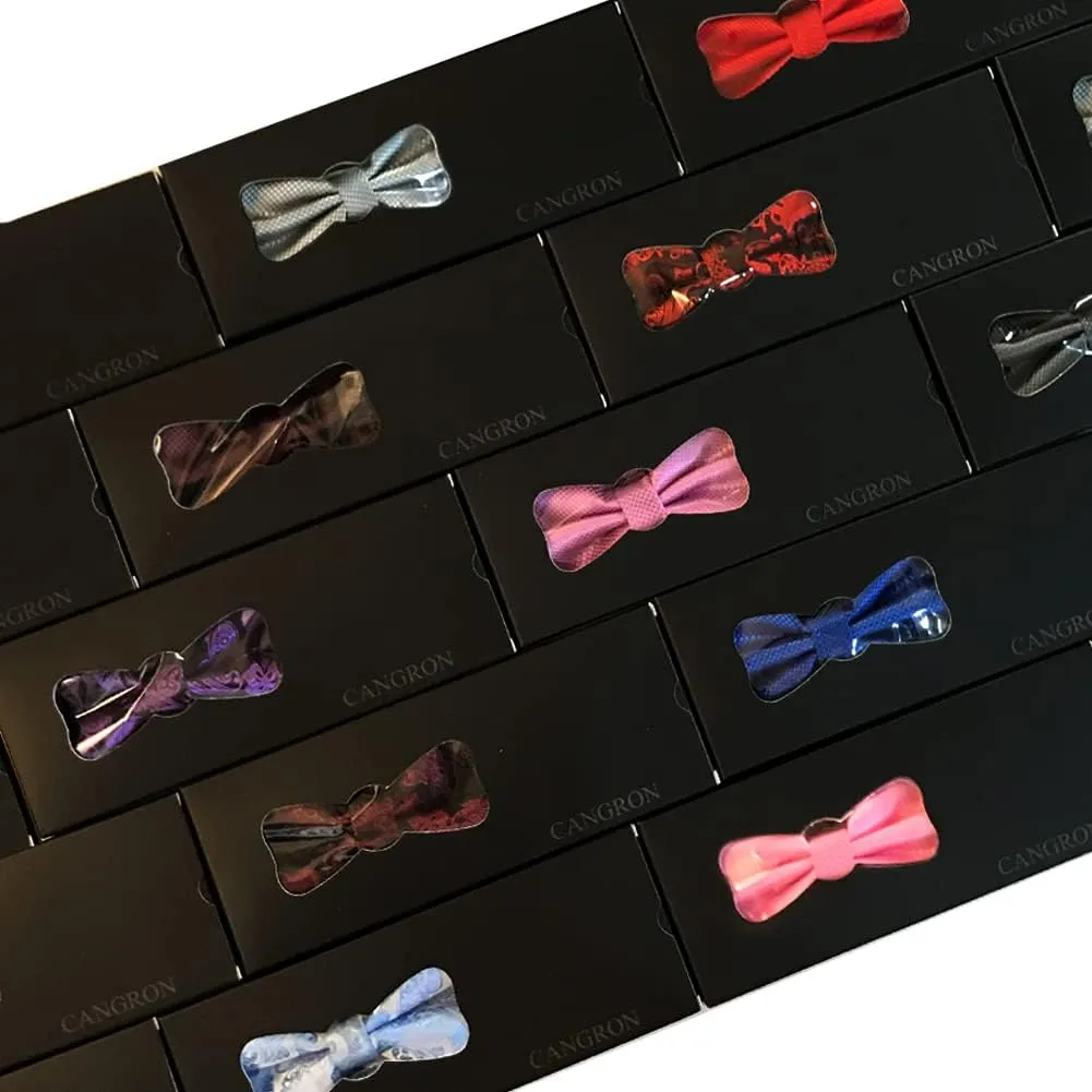 CANGRON Men Pre-Tied Paisley Bow Ties Pocket Square Cufflinks Bowties Set BSP3ZH