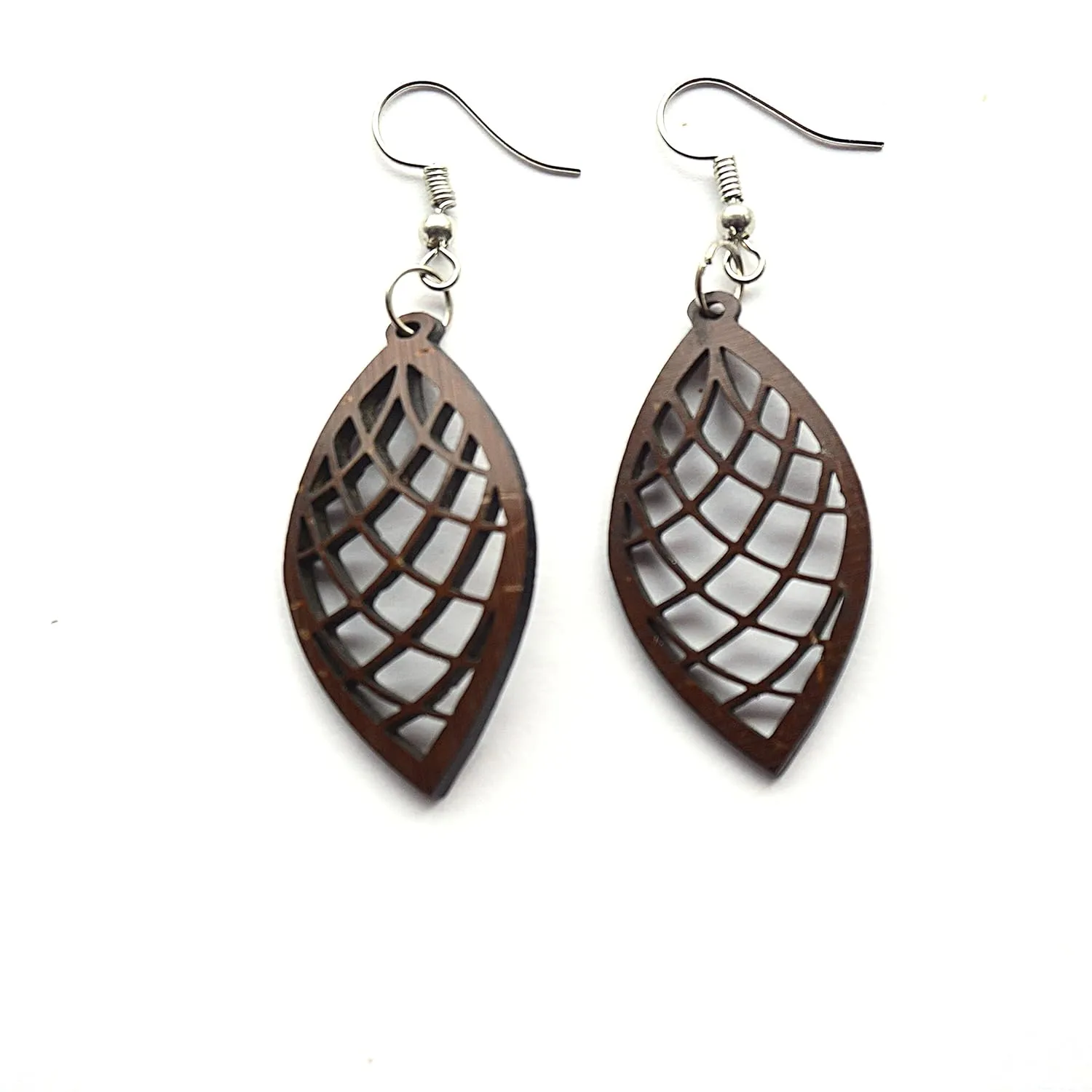 Dangle meshed-earrings,Unique earrings, Drop earrings, Hand crafted coconut shell earrings, Statement earrings, ECO earrings, Womens Earrings Trendy, Minimalist Earrings for Women