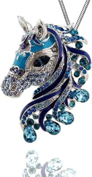 DianaL Boutique Horse Pendant Necklace 24 inches Chain Gift Boxed Fashion Jewelry