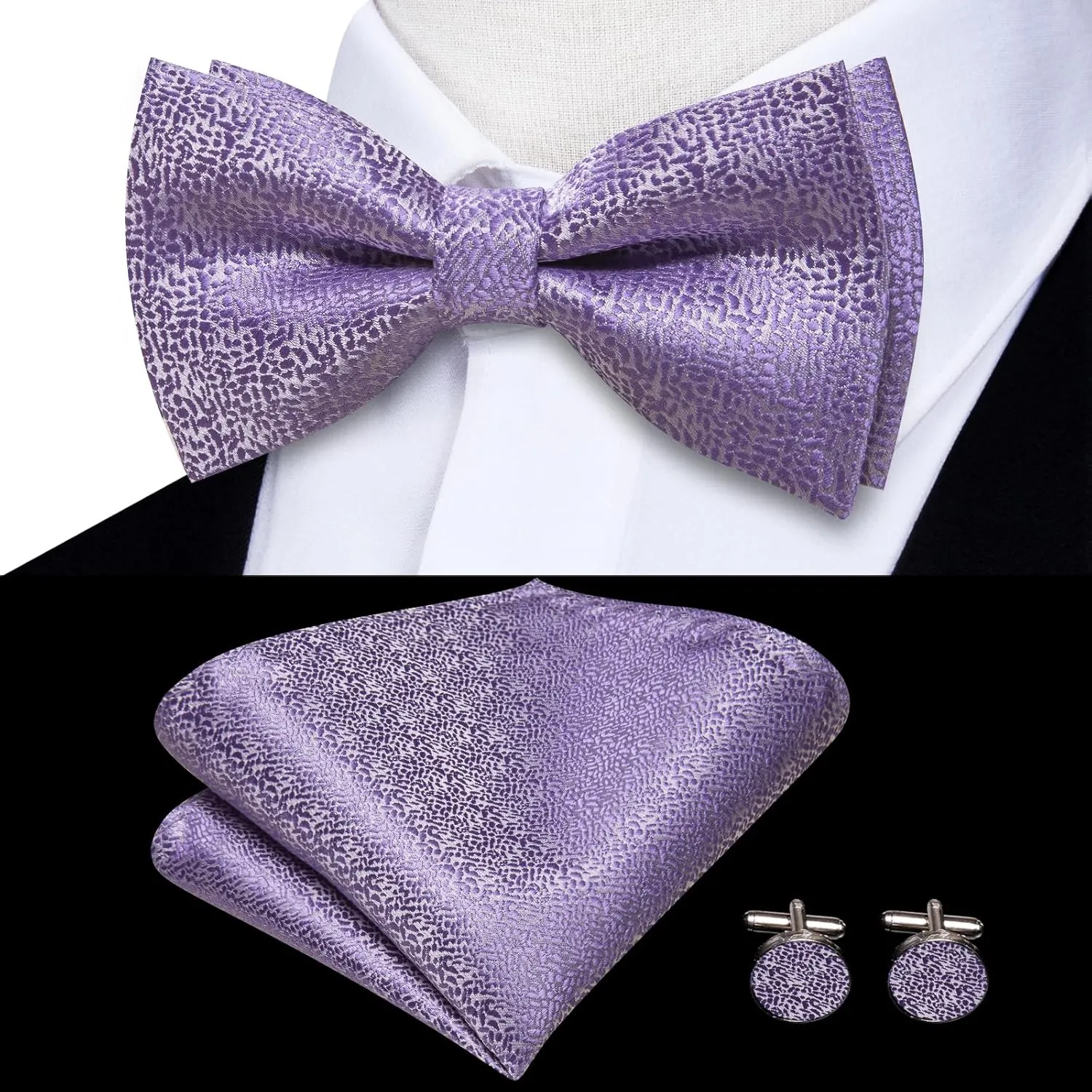 Dubulle Suspender and Bow Tie for Men Paisley Solid Mens Suit Braces Pretied Bowtie and Handkerchief Cufflinks Formal Wedding