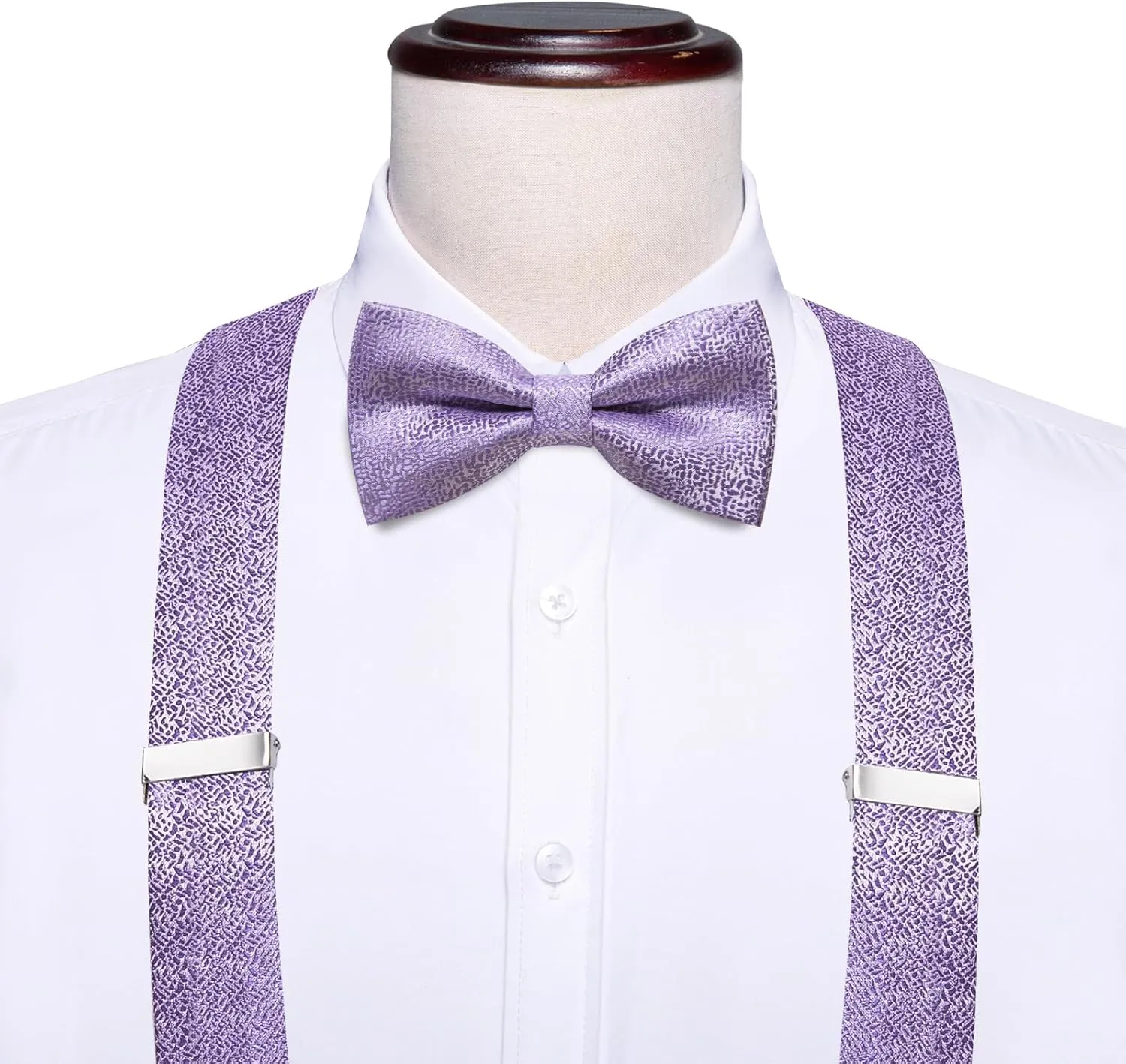 Dubulle Suspender and Bow Tie for Men Paisley Solid Mens Suit Braces Pretied Bowtie and Handkerchief Cufflinks Formal Wedding