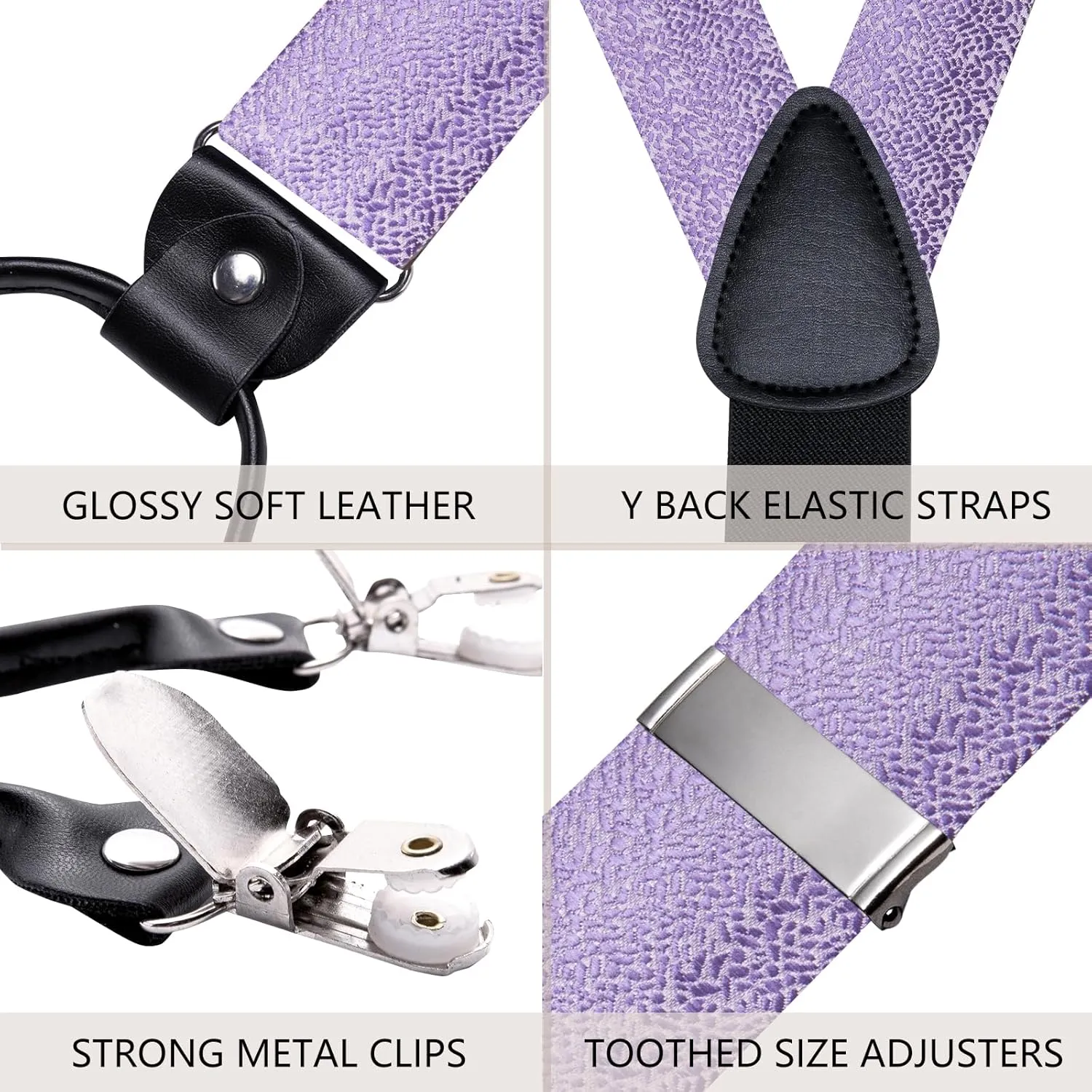 Dubulle Suspender and Bow Tie for Men Paisley Solid Mens Suit Braces Pretied Bowtie and Handkerchief Cufflinks Formal Wedding
