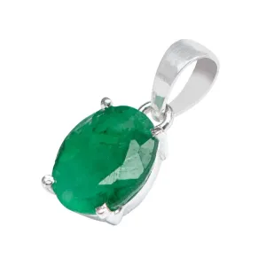 Emerald Stone Pendant, 925 Sterling Silver Pendant Necklace For Women, Natural Gemstone Pendant Necklace, Solitaire Pendant
