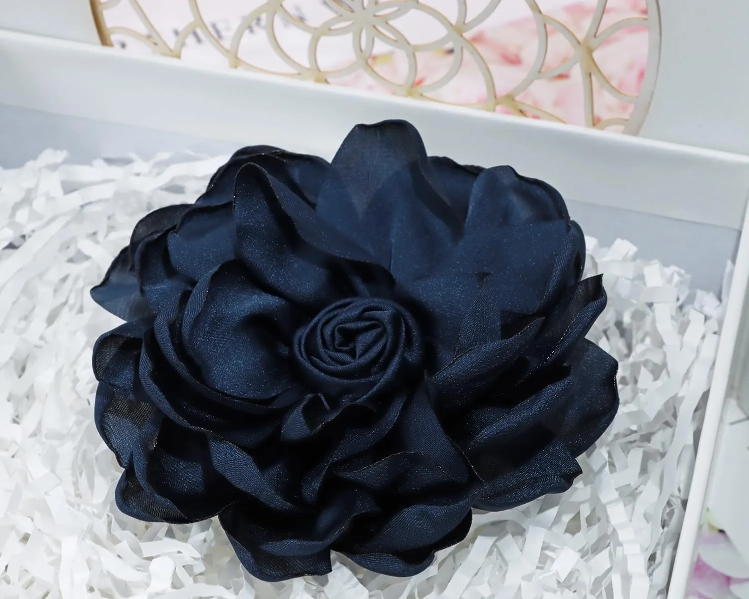 Fabric Rose Flower Brooch Pin 4 Inch Large Handmade Satin Floral Lapel Pin for Women Girls Wedding Party Dance Dress Clothes Decoration