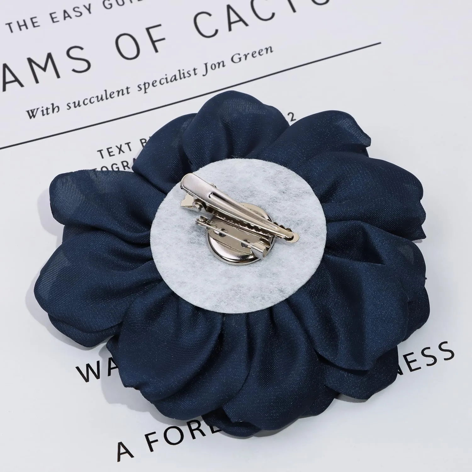Fabric Rose Flower Brooch Pin 4 Inch Large Handmade Satin Floral Lapel Pin for Women Girls Wedding Party Dance Dress Clothes Decoration