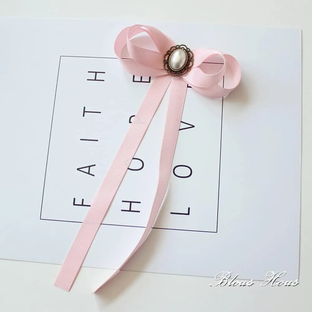 FASELE JKQBUX Women's Brooch Pin pearl Jk preppy style Pre Neck Tie Wedding Party Bow for Women Student Bow Tie accessory