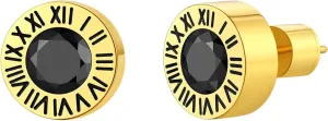 Findchic Stainless Steel Roman Numerals Round Studs Earrings for Men Women with 12 Birthstone Gold/Silver Color Chunky Round Screw Back Finding, with Gift Box