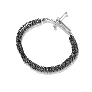 Friendship Black and Silver Toggle Clasp Bracelet with 3 O...