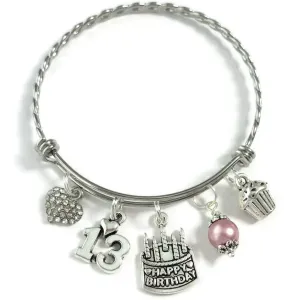 Happy 13th Birthday Heart Charm Bracelet, 13th BIRTHDAY GIRL Bracelet, Teenage Daughter Gift Ideas, Birthday Gifts for Girls, 13 Year Old Teen Girl Birthday
