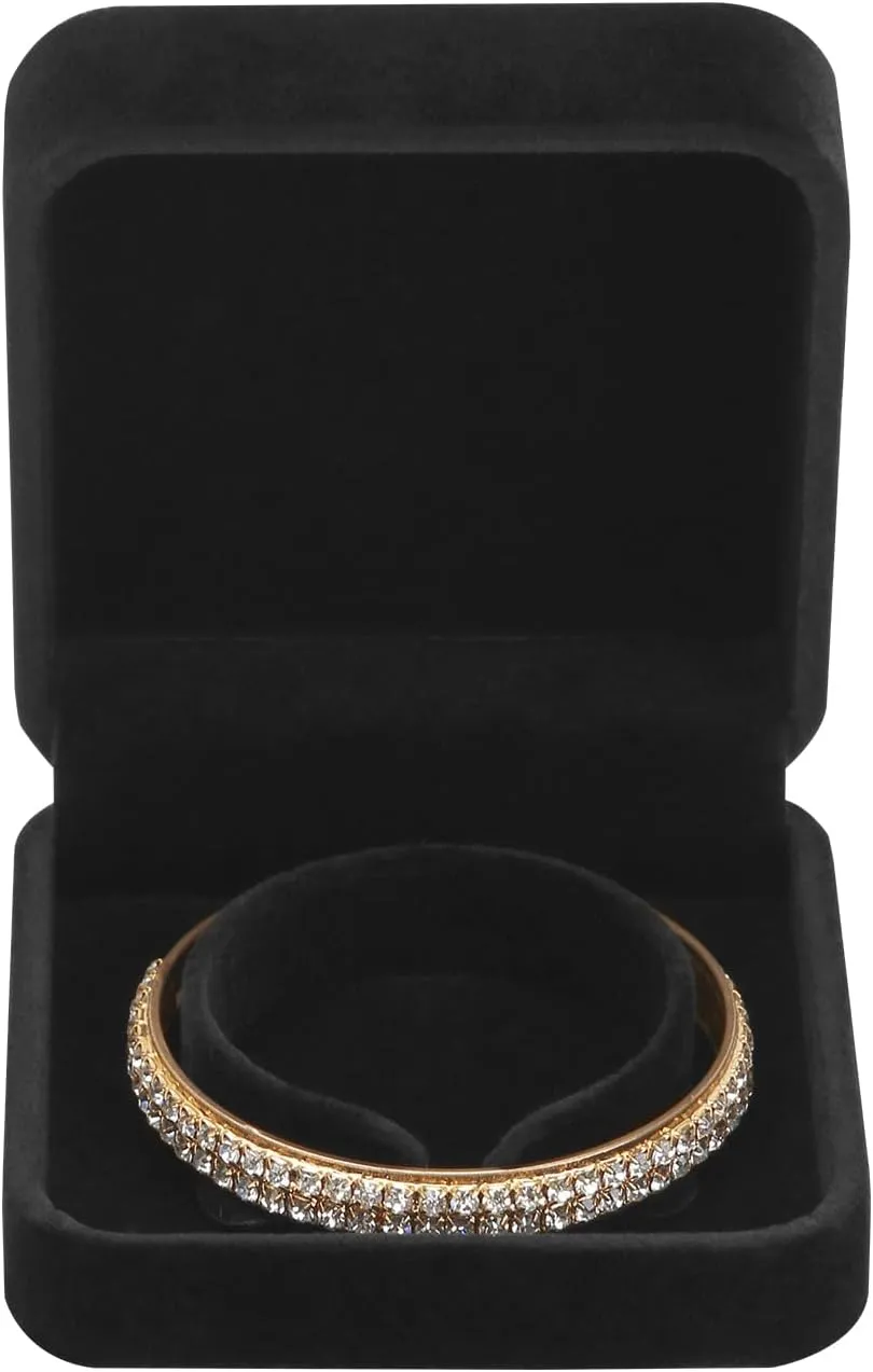 LETURE 4 Pieces Classic Velvet Bracelet Bangle Pendant Necklace Gift Box, Travel Jewelry Box Display Storage Case for Gift, Wedding, Engagement, Proposal, Birthday (Bracelet STYLE 1-4PCS)