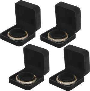 LETURE 4 Pieces Classic Velvet Bracelet Bangle Pendant Necklace Gift Box, Travel Jewelry Box Display Storage Case for Gift, Wedding, Engagement, Proposal, Birthday (Bracelet STYLE 1-4PCS)
