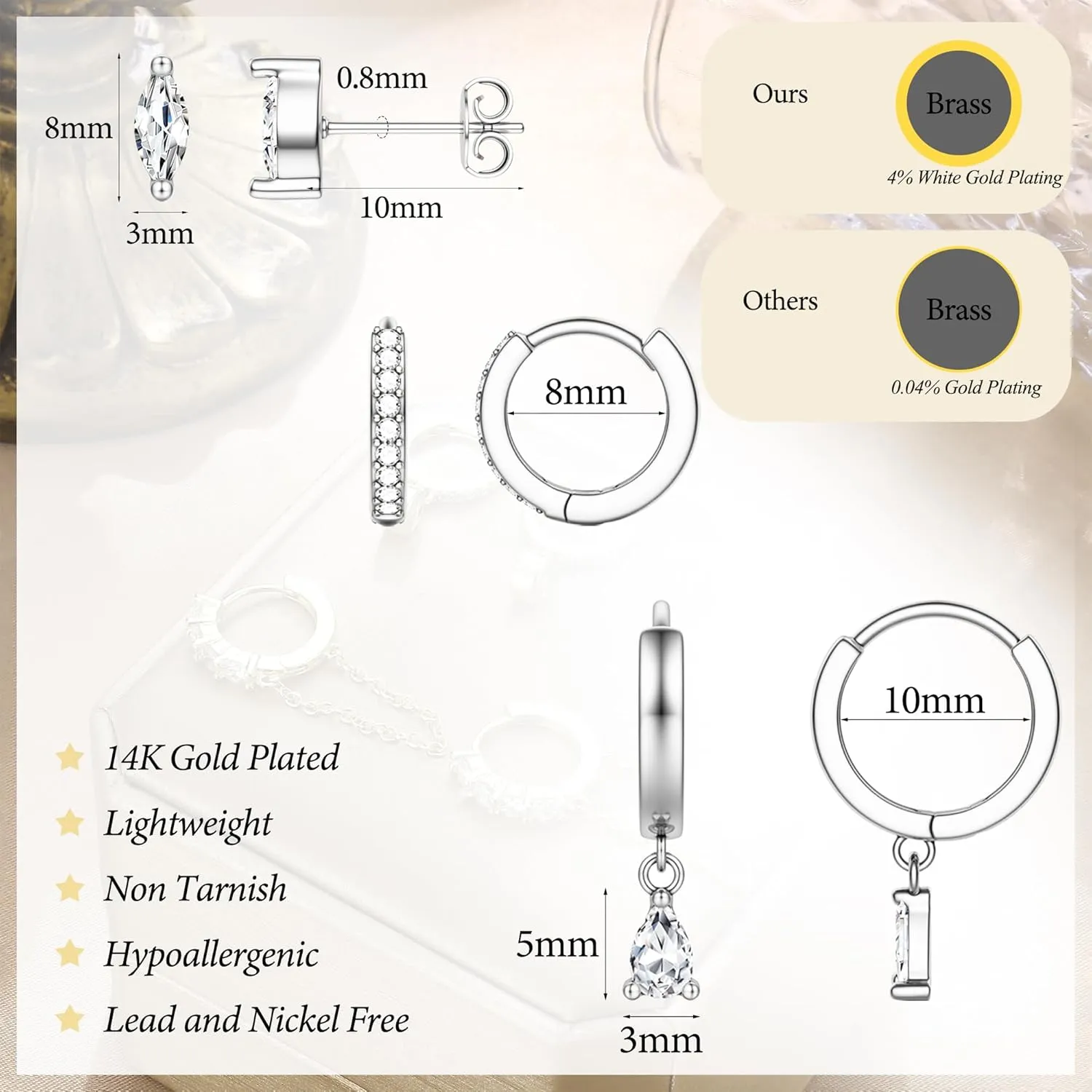 LOYALLOOK Small Gold Earrings for Women Trendy 14k Gold Plated Huggie Hoop Earrings Hypoallergenic Cartilage Earring Sets for Multiple Piercing Dainty Gold Stud Earrings for Women