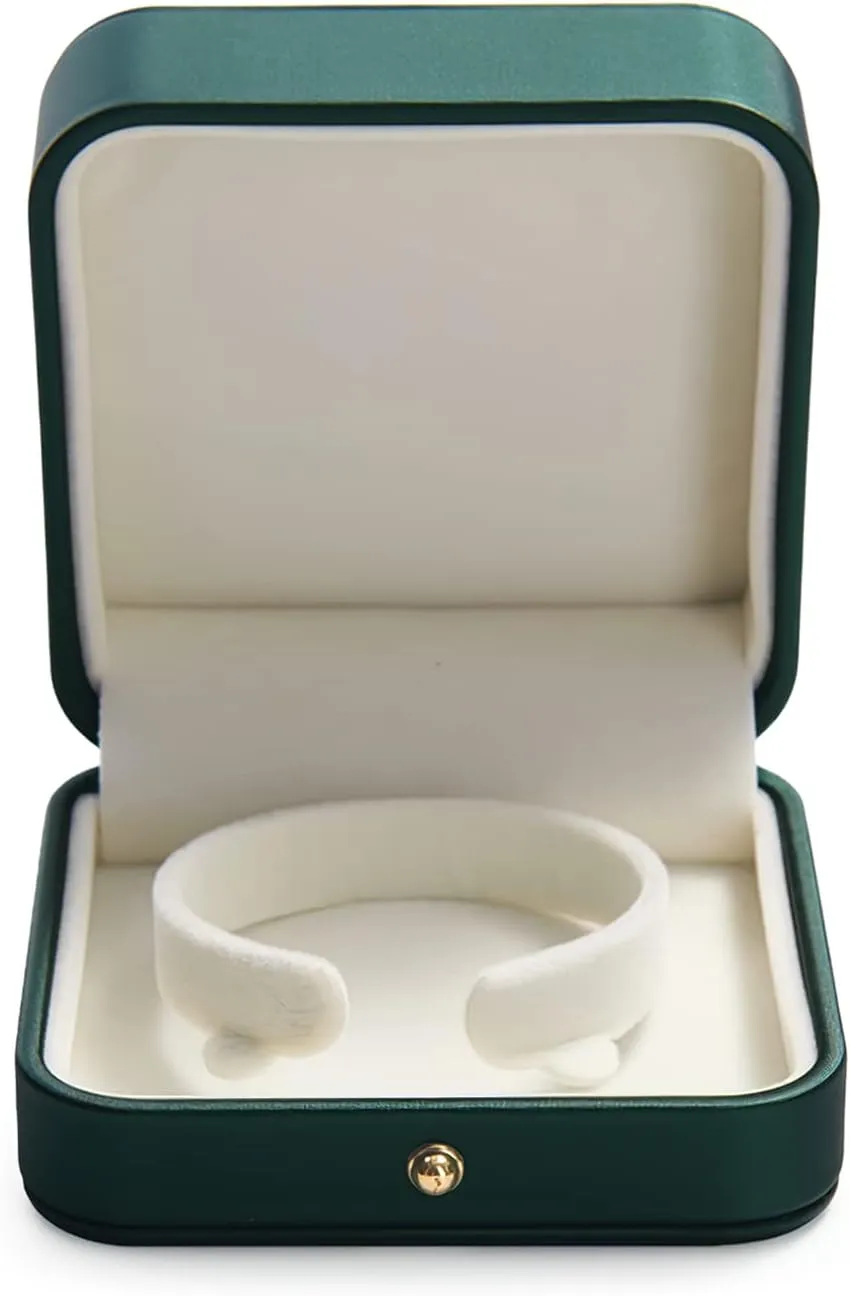 Oirlv Premium Leather Bracelet Bangle Box Blackish Green Jewelry Gift Case Velvet Interior Bracelet Storage Holder