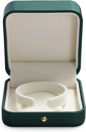 Oirlv Premium Leather Bracelet Bangle Box Blackish Green Jewelry Gift Case Velvet Interior Bracelet Storage Holder