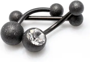 Pack of 3 pieces. 2 Belly Button Ring One with Cz Gem, and a Tongue Barbell all items with Sand Finish