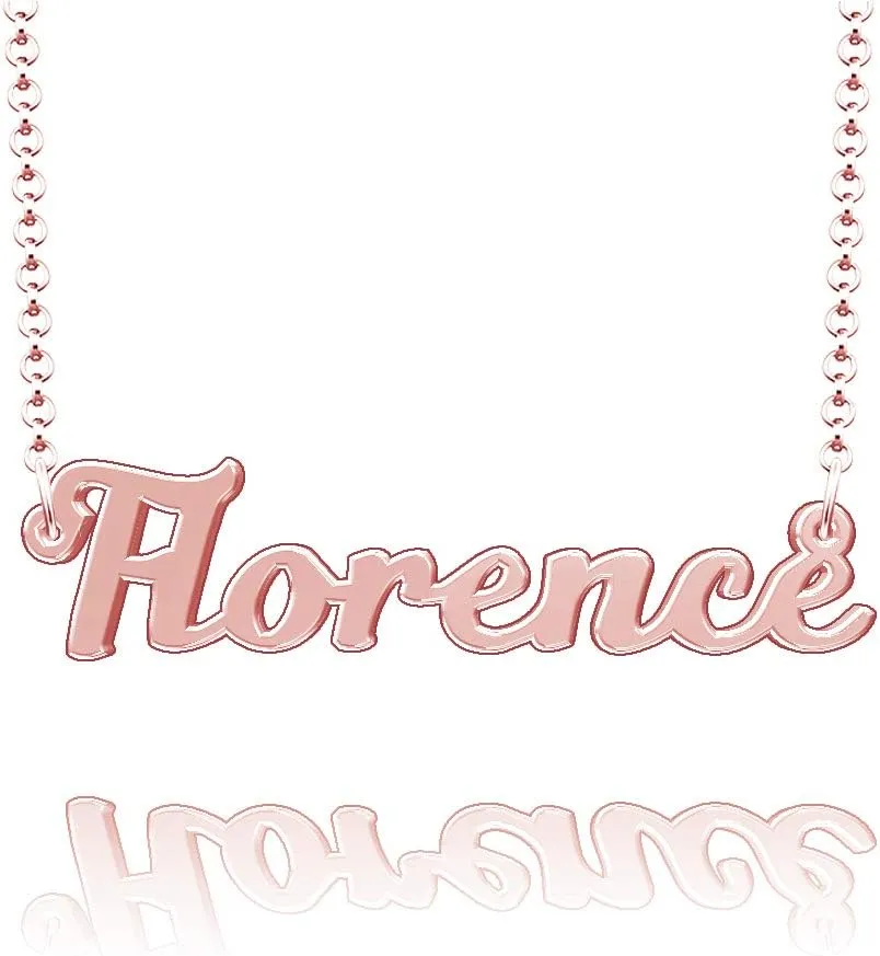 Personalized Last Name Necklace Custom Sterling Silver Florence Plate Customized Gift for Family