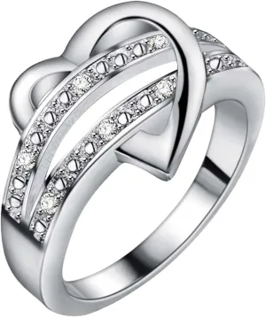 Promise Ring for Her Wedding Jewelry Gift for Women Sterling Silver Cubic Zirconia Statement Band Infinity Heart Twisted Ring