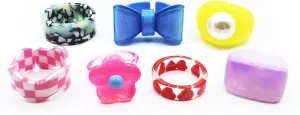 Resin Rings, Plastic Rings Y2K Acrylic Rings for Women Teen Chunky Aesthetic Trendy Colorful Funky Cute Stackable Statement Dome Large Retro Thick Rings 90s Finger Rings for Female Jewelry Funny