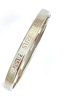 Silver Bangle Bracelet for women Greek Key Bracelet Meander Eternal Greek Key Jewellery Birthday Anniversary Gift for Her Friend Teacher Mum HANDMADE Jewelry for someone special Mother Wife Girlfriend